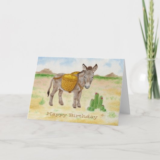 バスケットの誕生日のnotecardのBurro カード (正面)