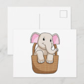 バスケットの象 ポストカード (正面/裏面)