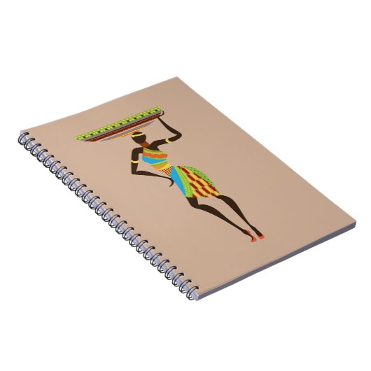 バスケットの部族芸術を持つアフリカの部族の女性 ノートブック (右側)