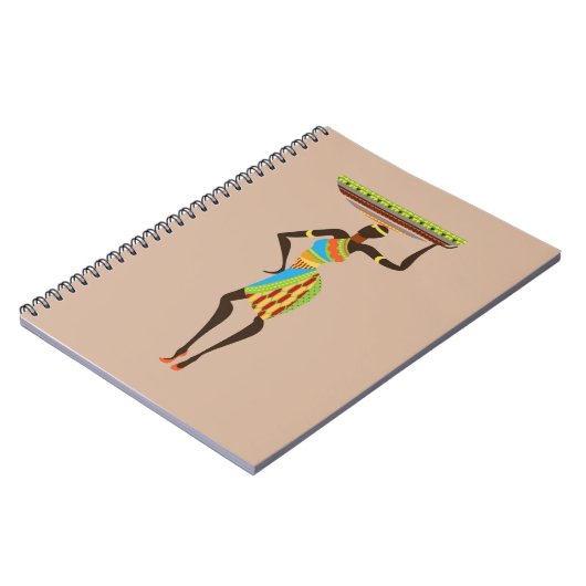 バスケットの部族芸術を持つアフリカの部族の女性 ノートブック (左側)