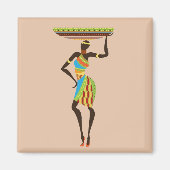 バスケットの部族芸術を持つアフリカの部族の女性 マグネット (正面)