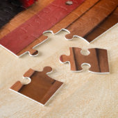 バスケットの黒いラブラドル・レトリーバー犬の子犬 ジグソーパズル (側面)