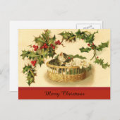 バスケットはがきに入った子猫たち3 シーズンポストカード (正面/裏面)