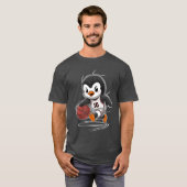 バスケットをするペンギン 背番号10 おもしろ Tシャツ (正面フル)