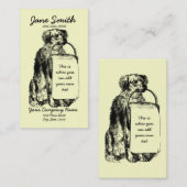 バスケットを持つヴィンテージ犬 名刺 (正面/裏面)