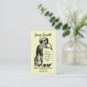 バスケットを持つヴィンテージ犬 名刺 (スタンド正面)