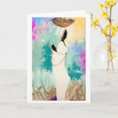 バスケットを持つ女性 カード (黄色い花)