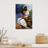 バスケットを着た衣装を着たアフリカ人女性 ポスター (キッチン)