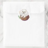 バスケットアートのホワイトプードルプリントシールラベル ラウンドシール (バッグ)