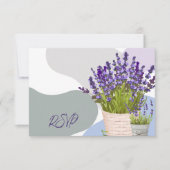 バスケットエレガントフローラのラベンダーの結婚茎 出欠カード (正面)