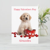 バスケットカスタムバレンタイン付きゴールデンレトリバーパップ シーズンカード (スタンド正面)