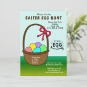 バスケットカラフルイースターエッグ狩りの卵 招待状 (スタンド正面)