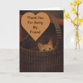 バスケットケース猫との友情 カード (黄色い花)