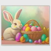 バスケットコレクション付きイースターバニー ラッピングペーパー (フラット)