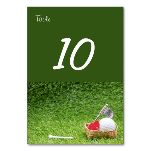 バスケットゴルフボールとラブ付きのゴルフテーブル番号 テーブルナンバー (裏面)