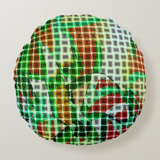 バスケットスタイルの緑の曲がったテープ ラウンドクッション (正面)