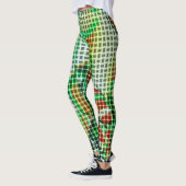 バスケットスタイルの緑の曲がったテープ レギンス (左)