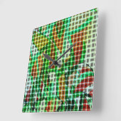 バスケットスタイルの緑の曲線リボン スクエア壁時計 (傾斜)