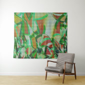 バスケットスタイルの緑の曲線リボン タペストリー (インサイチュ(横))