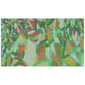 バスケットスタイル、緑の湾曲したリボン、サンゴ詳細 テーブルクロス (正面(横))