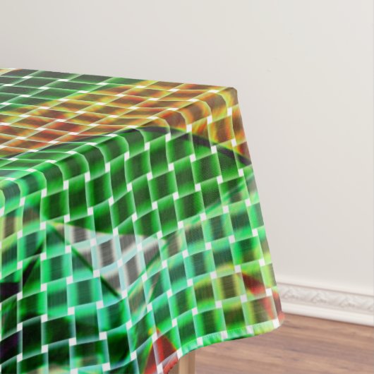バスケットスタイル、緑の湾曲したリボン、サンゴ詳細 テーブルクロス (インサイチュ)