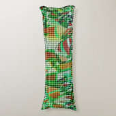 バスケットスタイル、緑の湾曲したリボン、サンゴ詳細 ボディピロー (正面縦)