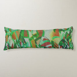 バスケットスタイル、緑の湾曲したリボン、サンゴ詳細 ボディピロー