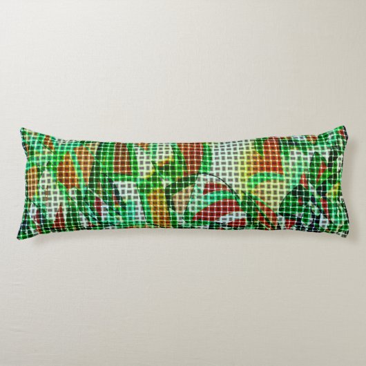 バスケットスタイル、緑の湾曲したリボン、サンゴ詳細 ボディピロー (正面)