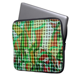 バスケットスタイル、緑の湾曲したリボン、サンゴ詳細 ラップトップスリーブ