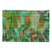 バスケットスタイル、緑の湾曲したリボン、サンゴ詳細 枕カバー (裏面-左)