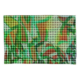 バスケットスタイル、緑の湾曲したリボン、サンゴ詳細 枕カバー