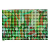 バスケットスタイル、緑の湾曲したリボン、サンゴ詳細 枕カバー (正面右)