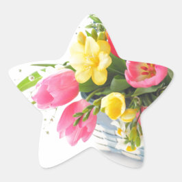 バスケットスター春の花 星シール