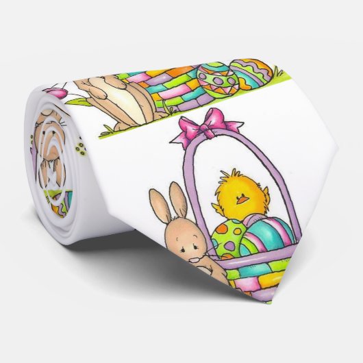 バスケットタイ付きイースターウサギ ネクタイ (ロール)