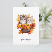 バスケットパーソナライズされたに入ったかわいい子猫 サンキューカード (スタンド正面)