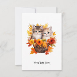 バスケットパーソナライズされたに入ったかわいい子猫 サンキューカード