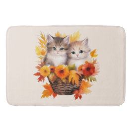 バスケットパーソナライズされたに入ったかわいい子猫 バスマット