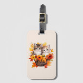 バスケットパーソナライズされたに入ったかわいい子猫 ラゲッジタグ (正面縦)