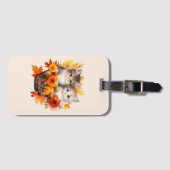 バスケットパーソナライズされたに入ったかわいい子猫 ラゲッジタグ (正面横)