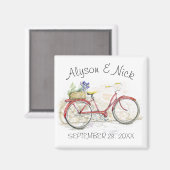 バスケットファッションド付き古い自転車 マグネット (正面/裏面)