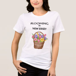 バスケットホワイトフラワーレディーススプリング トライブレンドTシャツ