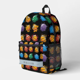 バスケットボカラフルースキッズブラック新学期 プリントバックパック