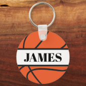 バスケットボパーソナライズされたットボタンキーチェーン キーホルダー (正面)