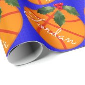 バスケットボパーソナライズされたールのスポーツ·クリスマス ラッピングペーパー (ロールコーナー)