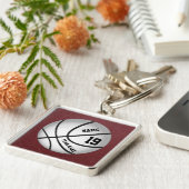 バスケットボパーソナライズされたールチーム贈与アイディア キーホルダー (側面)