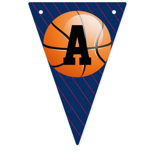 バスケットボパーソナライズされたールハッピーバースデー バンティングフラッグ (第3の旗)