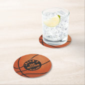 バスケットボパーソナライズされたールバー（ユダヤ教の）バル・ミツバーオレンジブラック ラウンドペーパーコースター (インサイチュ)