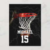 バスケットボールあなたの名前とナンバーアートをポップ・アートの追加 ポストカード (正面)