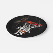 バスケットボールあなたの名前と番号を追加 ペーパープレート (アングル)