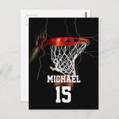 バスケットボールあなたの名前と番号を追加 ポストカード (正面/裏面)